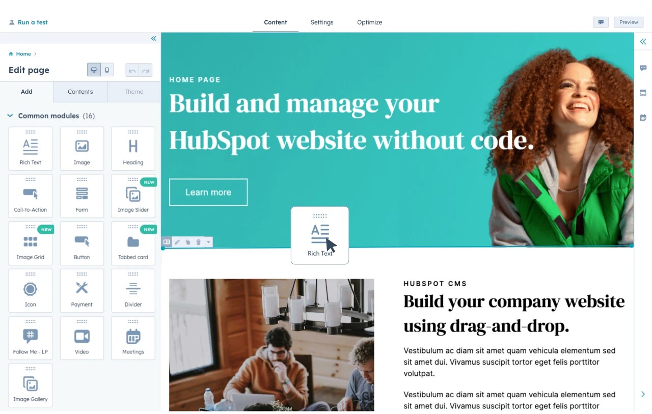 Create a Free site with a DragandDrop Builder HubSpot